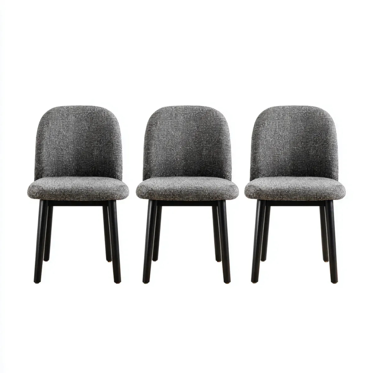 3er Set Esszimmerstühle Grau 45 x 53 x 82 cm Polyester mit schwarzem Stahlgestell