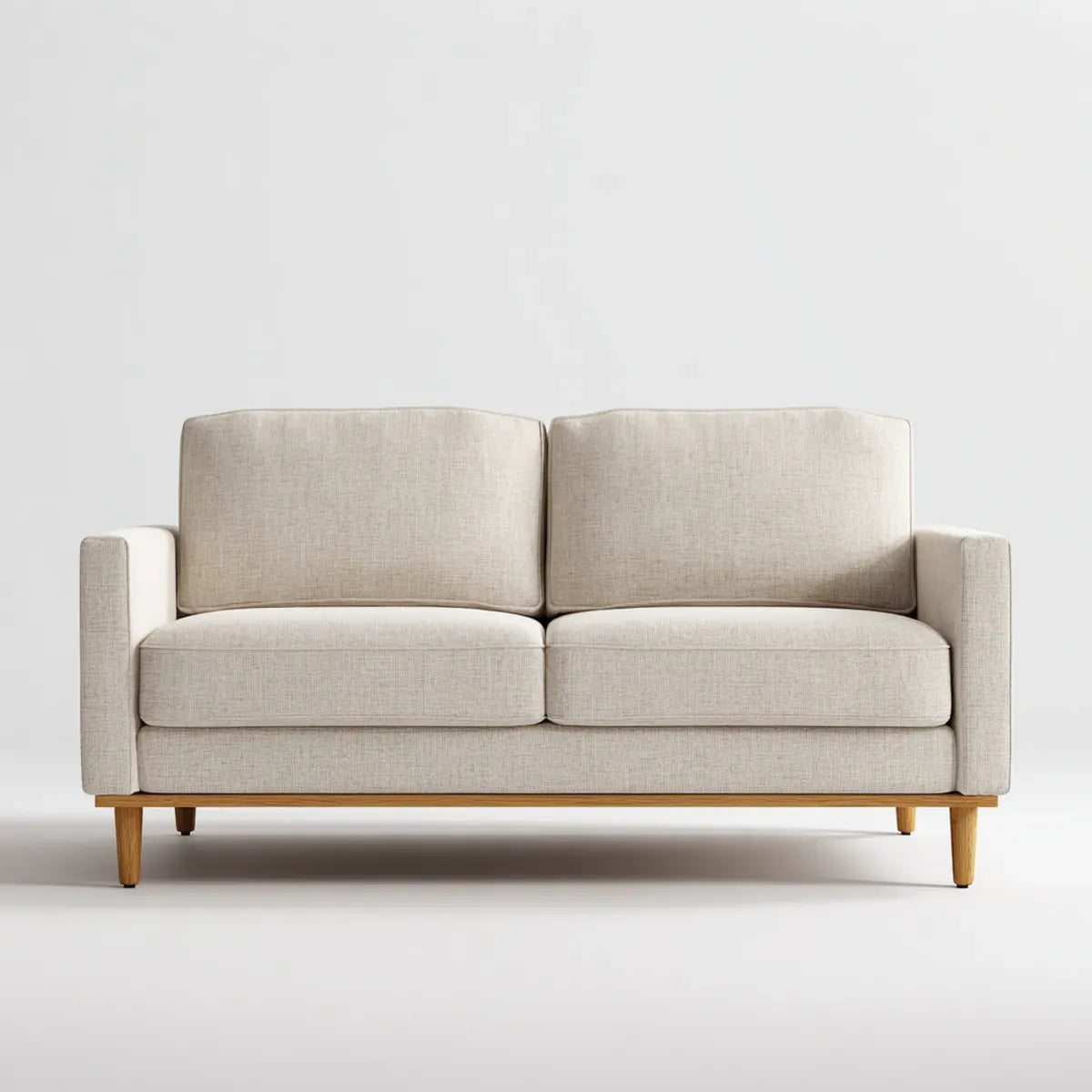 2-Sitzer Sofa Beige 160 x 85 x 82 cm mit Polyesterbezug und Massivholzfüßen