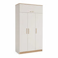Kleiderschrank mit 3 Drehtüren und 1 Klappe 120 x 200 x 52 cm melaminbeschichtete Spanplatte rechteckig Weiß Eiche