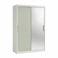 Kleiderschrank mit Spiegel 120 x 60 x 200 cm aus MDF und Spanplatte rechteckig Weiß Salbeigrün