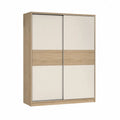 Schwebetürenschrank 120 x 60 x 200 cm Spanplatte Melamin Eiche Sonoma Creme rechteckig