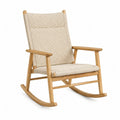 Schaukelstuhl aus Massivholz mit Papierkordel Naturbeige Hellbraun 67 x 90 x 105 cm