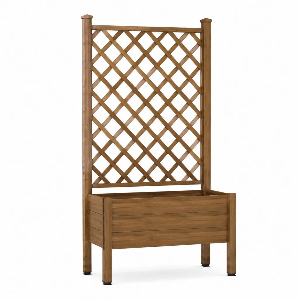 Pflanzkasten mit Rankgitter 70 x 30 x 135 cm Massivholz rechteckig braun