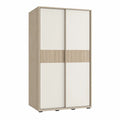 Schwebetürenschrank Kleiderschrank 120 x 60 x 200 cm Spanplatte Weiß Eichefarben Rechteckig