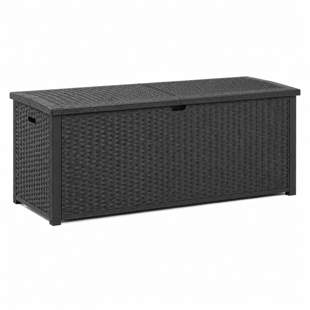 Garten-Aufbewahrungsbox aus PE-Polyrattan rechteckig Schwarz 150 x 50 x 60 cm 450 l