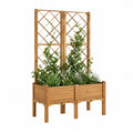 Hochbeet mit Rankgitter aus massivem Tannenholz rechteckig naturbraun 160 x 40 x 140 cm