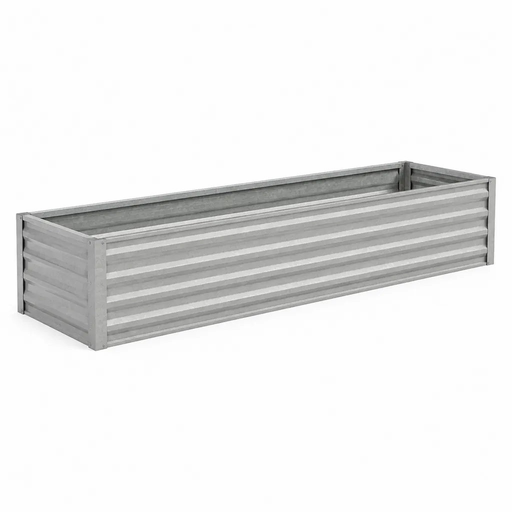 Hochbeet Pflanzkasten 320 x 80 x 45 cm verzinkter Stahl rechteckig grau