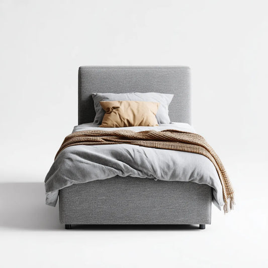 Polsterbett Einzelbett Grau 90 x 200 cm mit Polyesterbezug Rechteckig