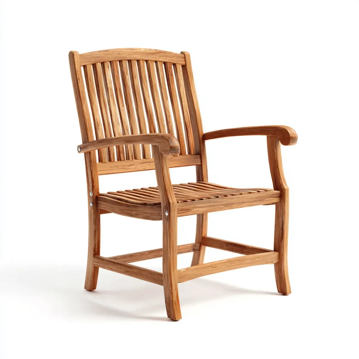 Esszimmerstuhl mit Armlehnen aus Massivholz Naturbraun 61 x 65 x 100 cm rechteckige Sitzfläche