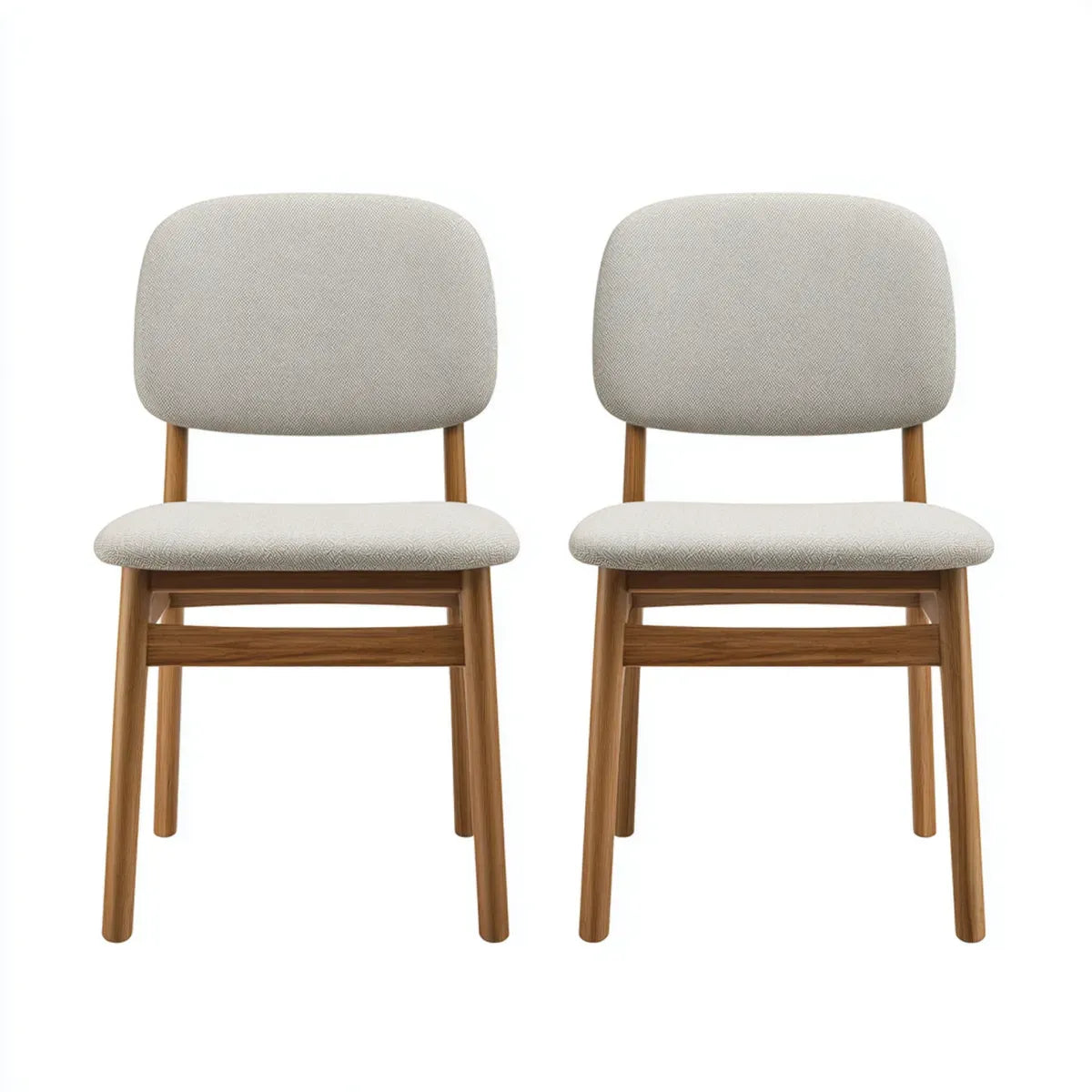 Esszimmerstühle 2er Set Beige 48 x 55 x 82 cm Massivholz Polyester abgerundete Rückenlehne