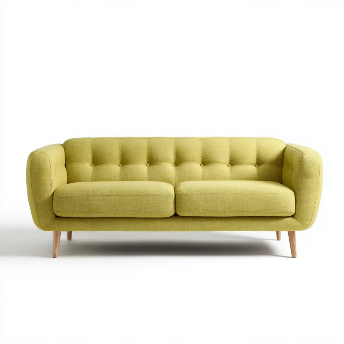 2-Sitzer Sofa Gelb 150 x 80 x 82 cm Polyester Massivholz Rechteckig