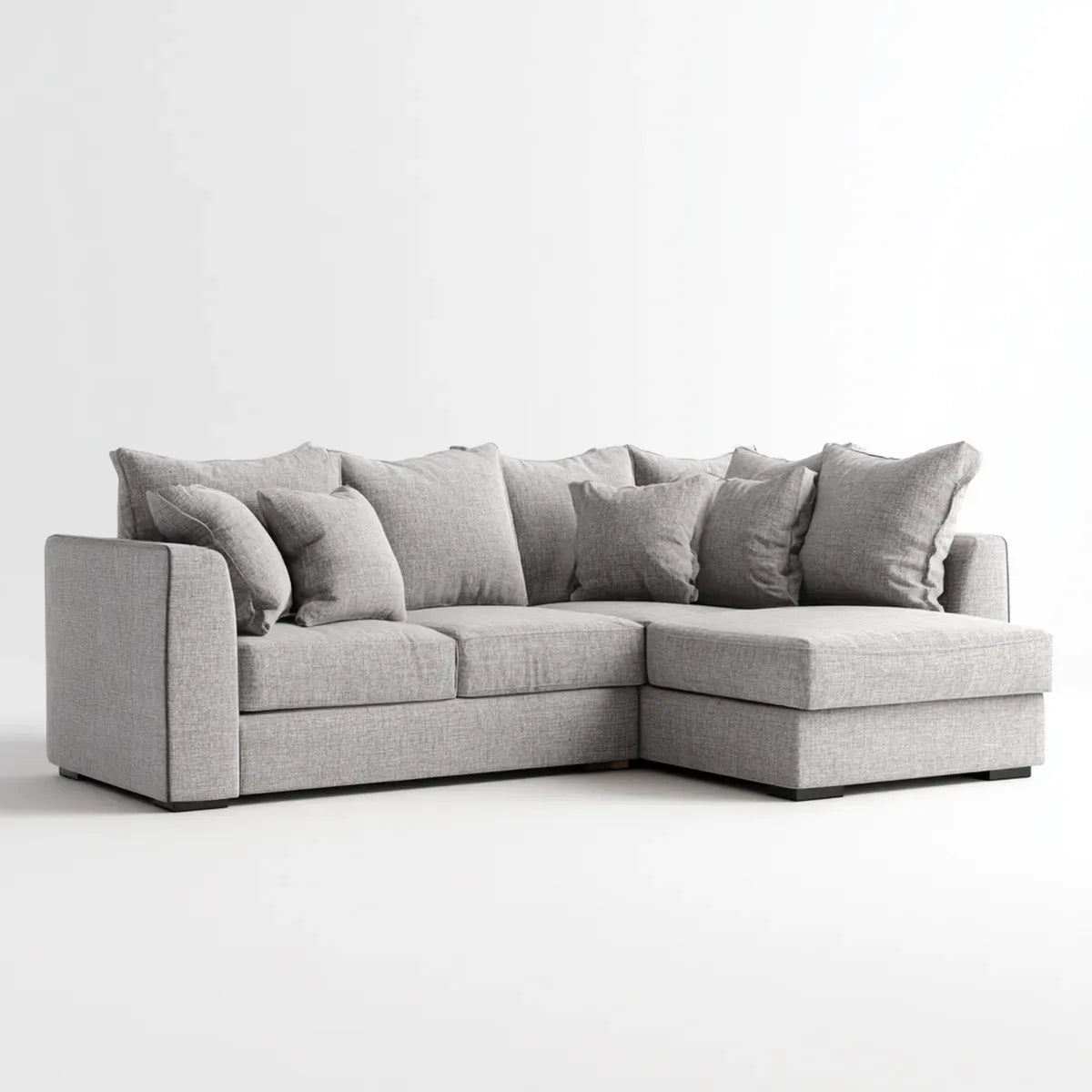Ecksofa mit Recamiere Grau 260 x 170 cm Polyester L-Form