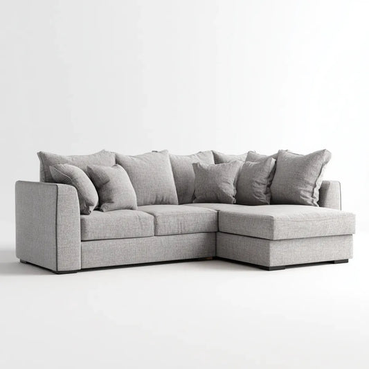 Ecksofa mit Recamiere Grau 260 x 170 cm Polyester L-Form