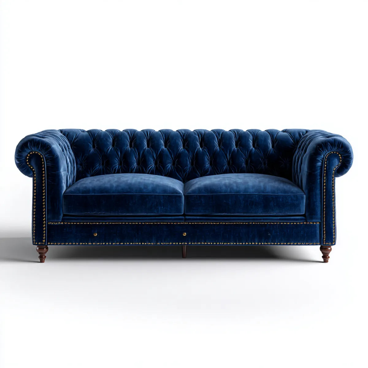 Chesterfield 2-Sitzer Sofa Dunkelblau 198 x 90 x 78 cm Polyester-Samt Rechteckig