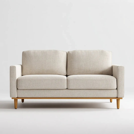 2-Sitzer Sofa Beige 160 x 85 x 82 cm mit Polyesterbezug und Massivholzfüßen