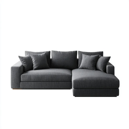 Ecksofa mit Recamiere Dunkelgrau 260 x 160 cm Polyester L-Form